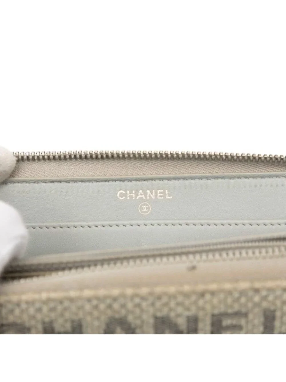 Chanel Deauville Line Zip Around Wallet Gray Tweed